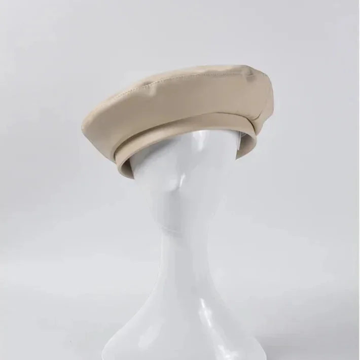 Beige Leather Beret - Image 3