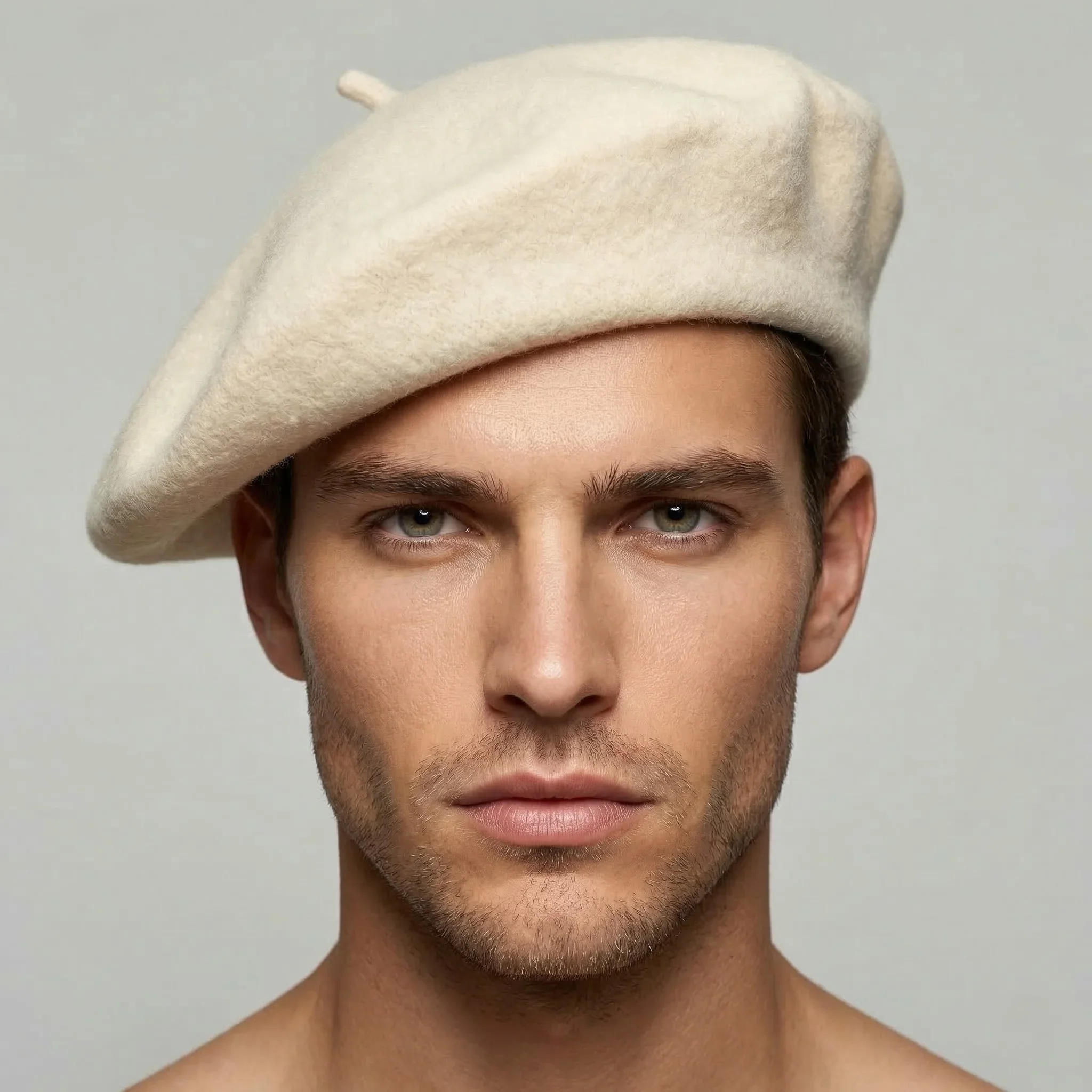 Beige Wool Beret - Image 3