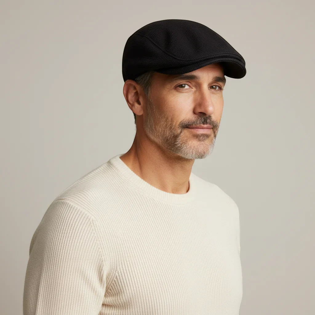 Black Flat Cap Beret - Image 2