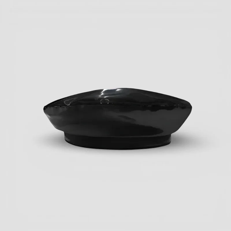 Black Glossy Leather Beret - Image 3