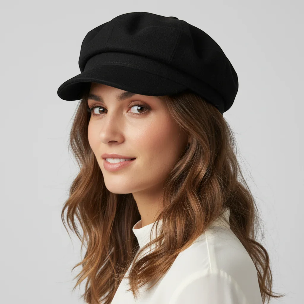 Black Newsboy Cap - Image 2