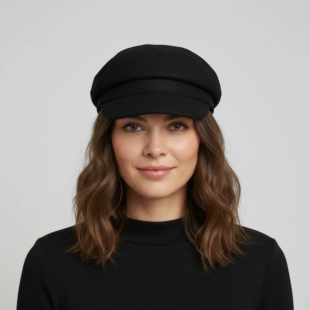Black Wool Newsboy Cap - Image 2