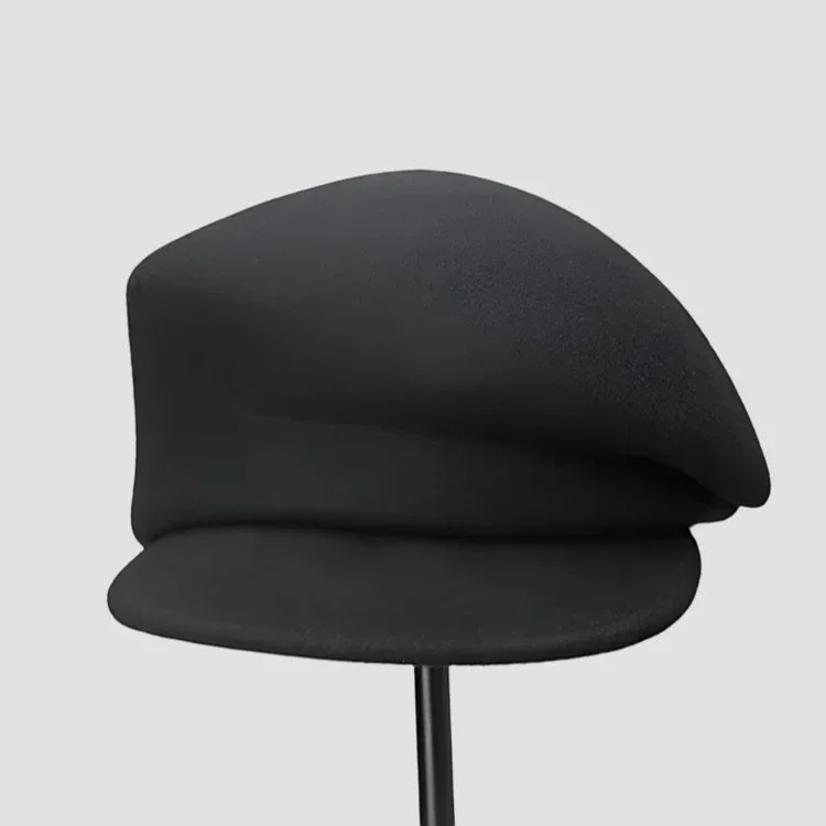 Black Wool Newsboy Cap - Image 4