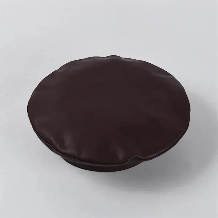 Dark Red Leather Beret - Image 3