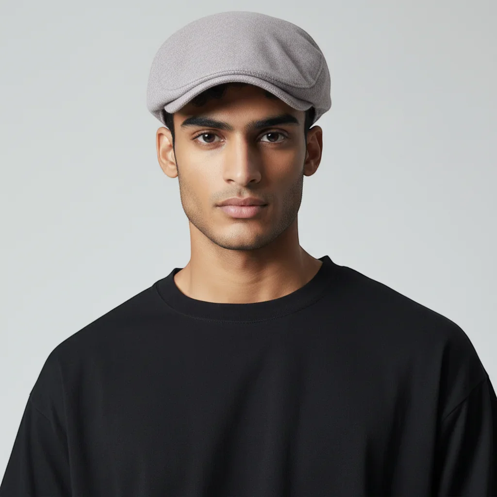 Grey Flat Cap Beret - Image 2