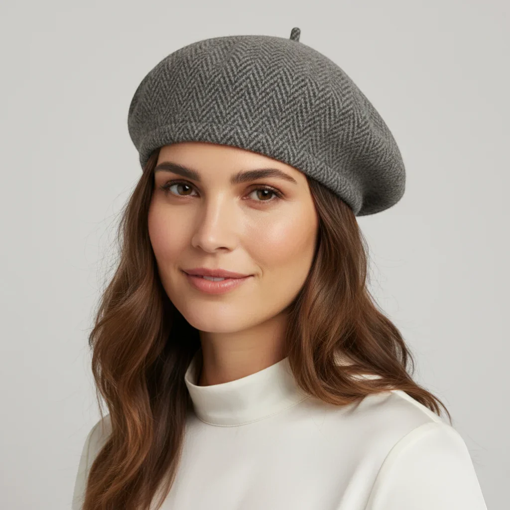 Grey French Wool Beret - Image 2