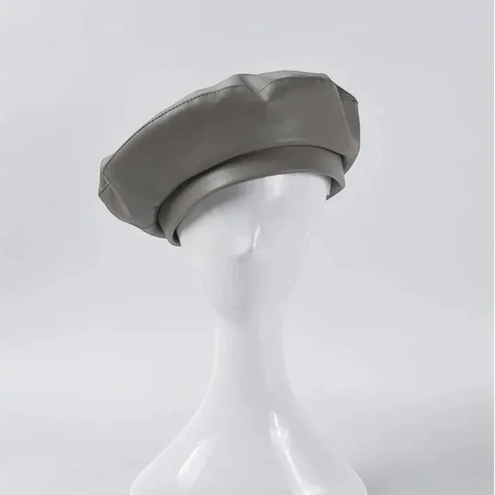 Grey Leather Beret - Image 3