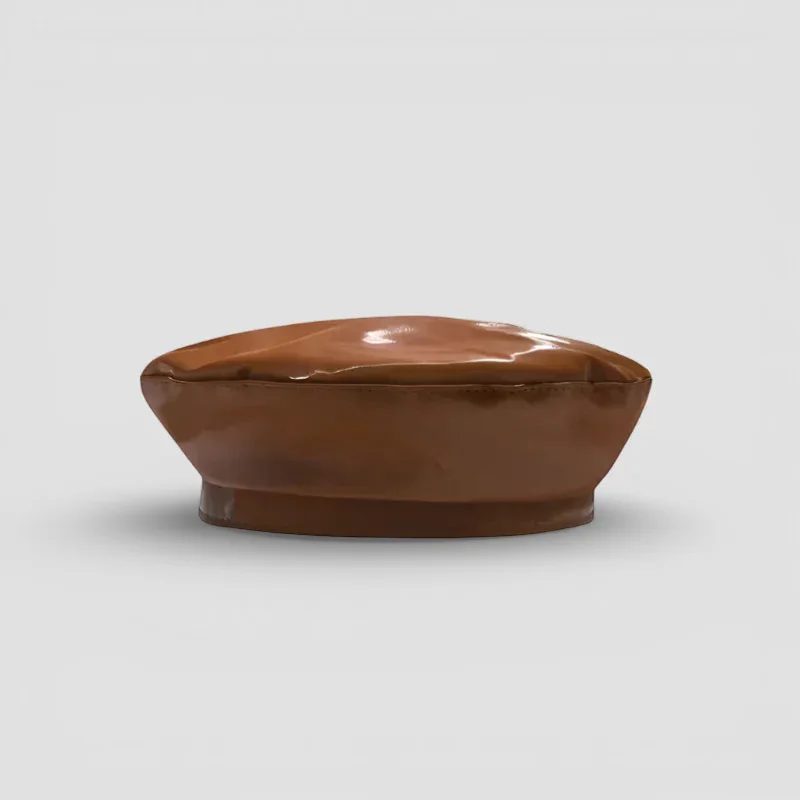Leather Beret With Brim - Image 2