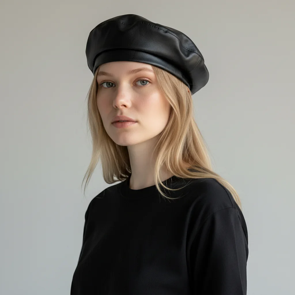 Leather Look Beret - Image 2