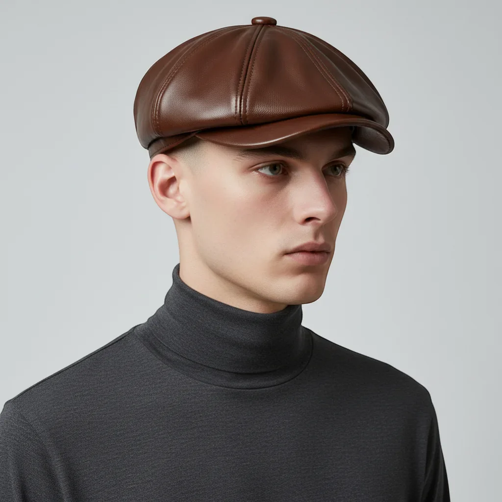 Leather Newsboy Hat - Image 2