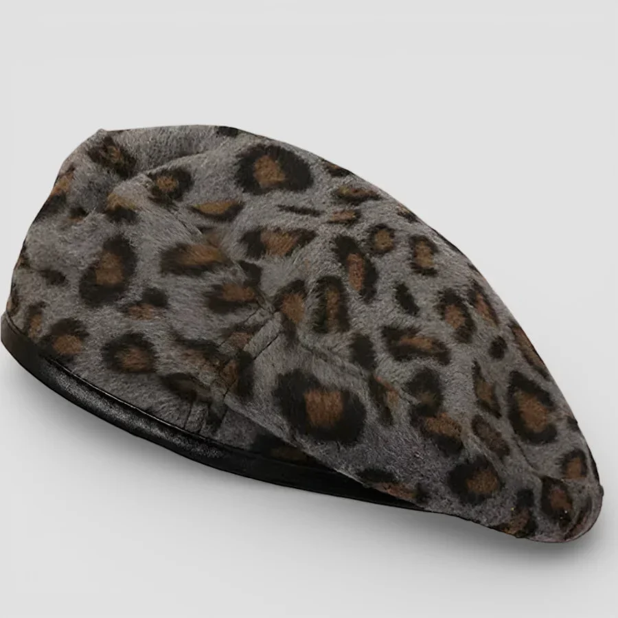 Leopard Print Beret Hat - Image 4
