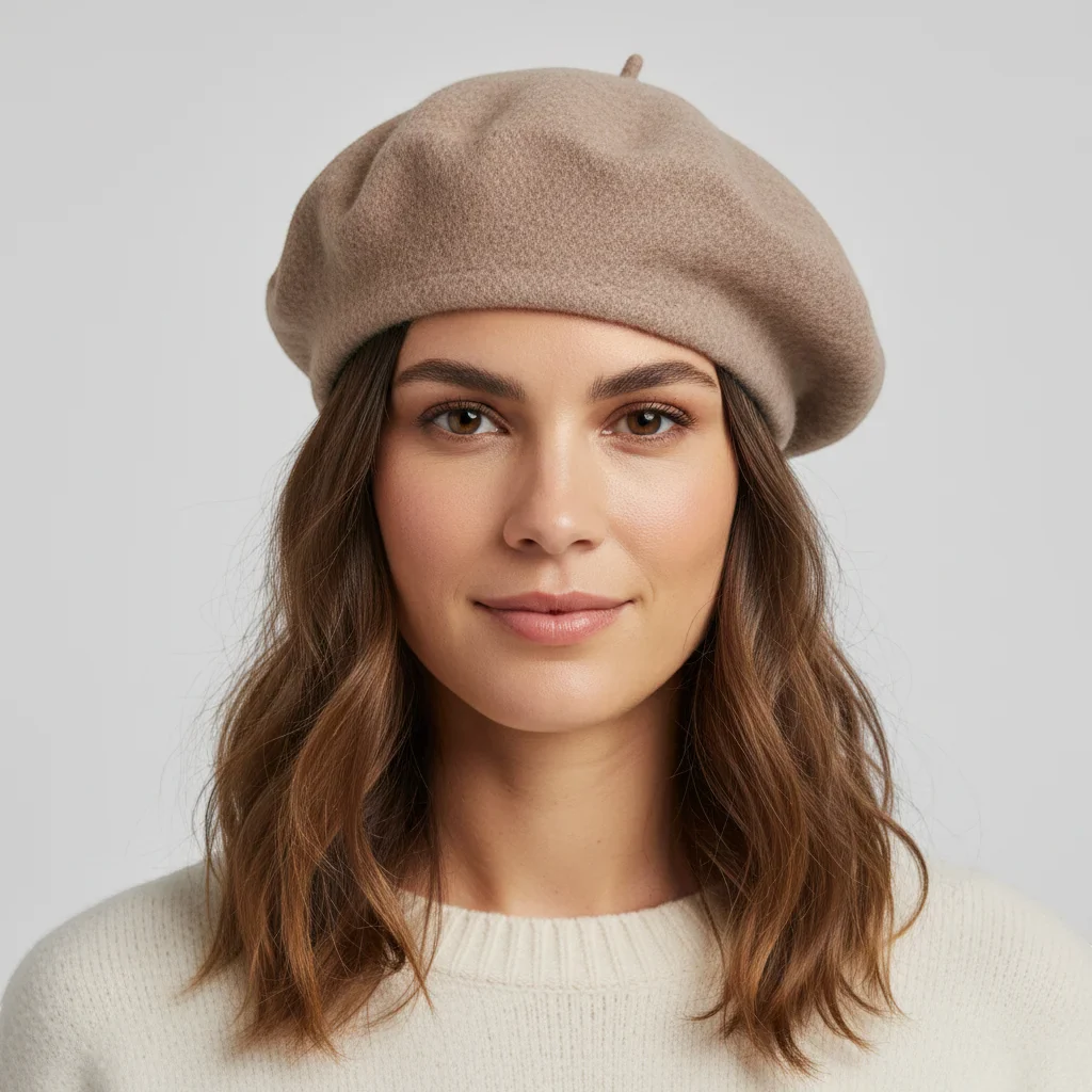 Light Brown French Wool Beret - Image 2