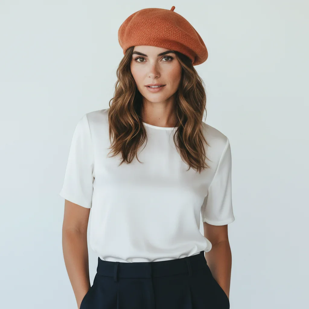 Orange French Wool Beret - Image 2