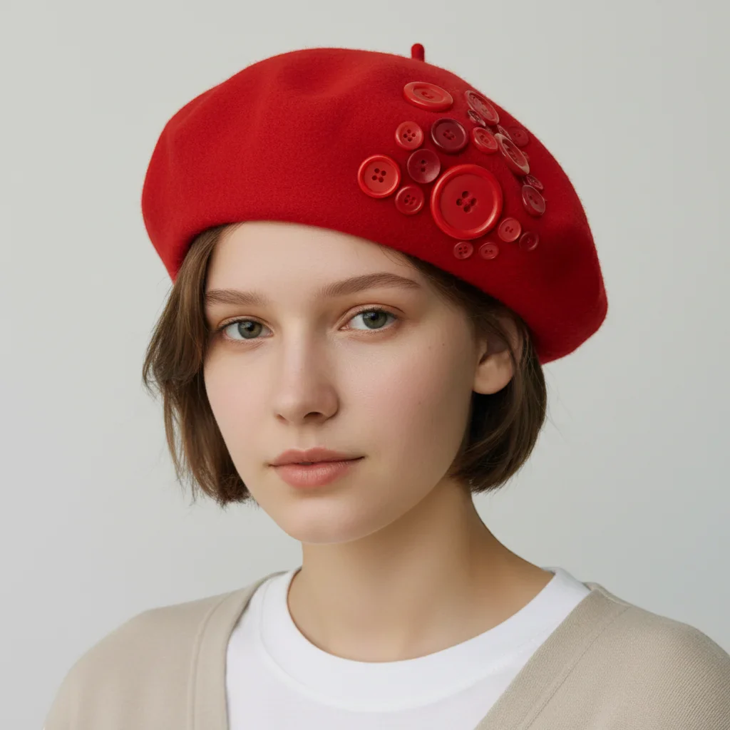 Red Button Beret - Image 2