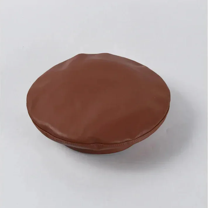 Tan Leather Beret - Image 3