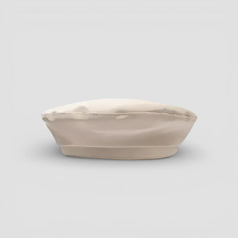 White Leather Beret - Image 2