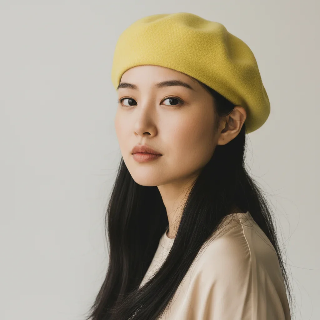 Yellow Wool Beret - Image 2